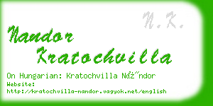 nandor kratochvilla business card